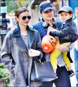 Miranda Keer and Orlando Bloom with Son